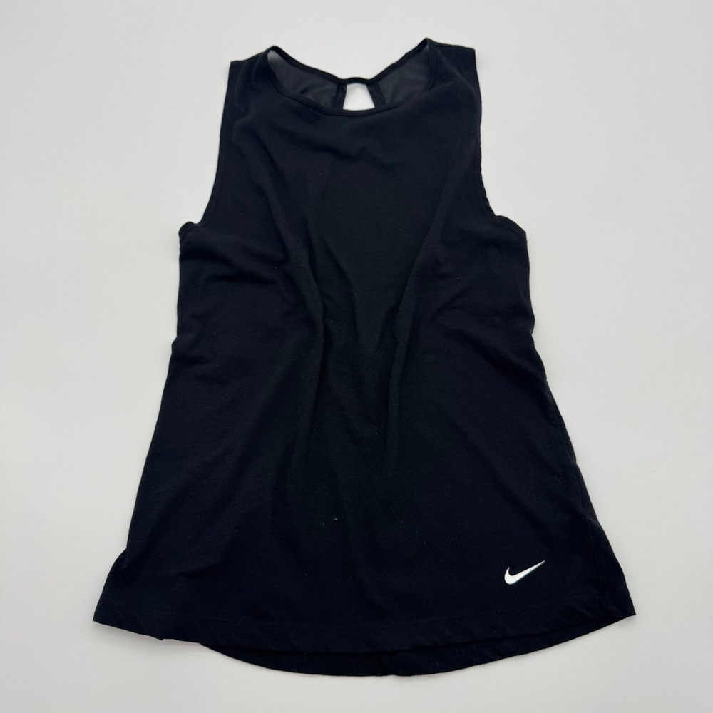 Nike Dri-FIT Womens Black‎ Mesh Open Back Sleeveless Training Tank Top Small